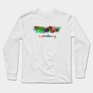 Luxembourg skyline in watercolor Long Sleeve T-Shirt